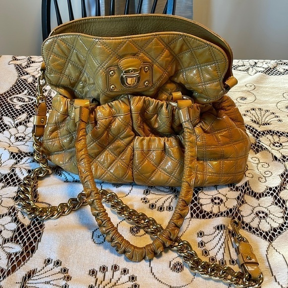 MARC Jacob’s Quilted Ryder Patent Leather Mustard Color Bag As Is - Picture 1 of 16